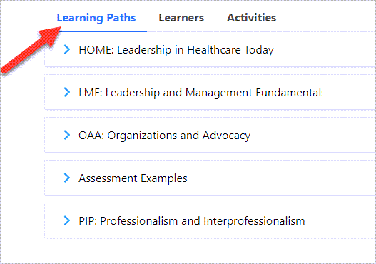 Arrow pointing to Learning Paths