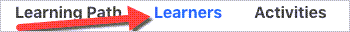 Arrow pointing to learners tab