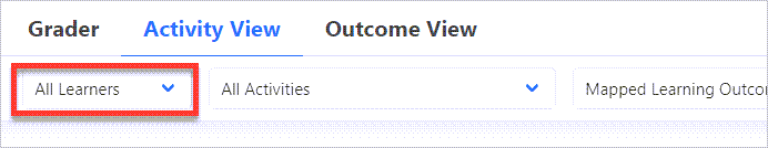 Rectangle around all learners in drop down menu