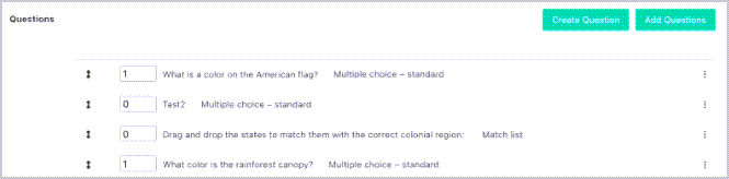 added questions appear in list
