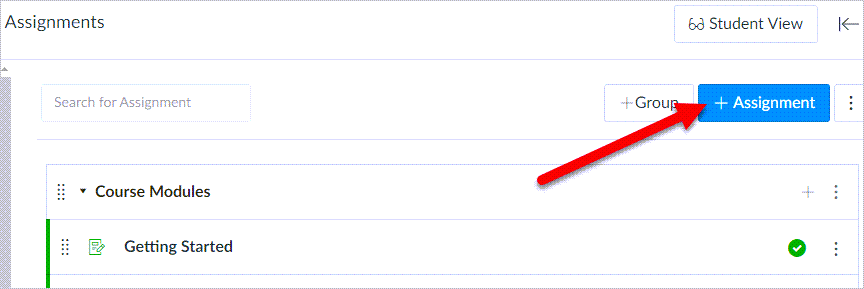 arrow pointing to add assignments 