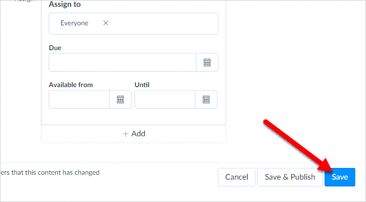 arrow pointing to Save button