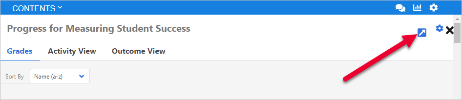 arrow pointing to arrow to expand window